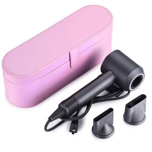 DYSON supersonic hair dryer w pink leather travel storage case 2 attachments EU